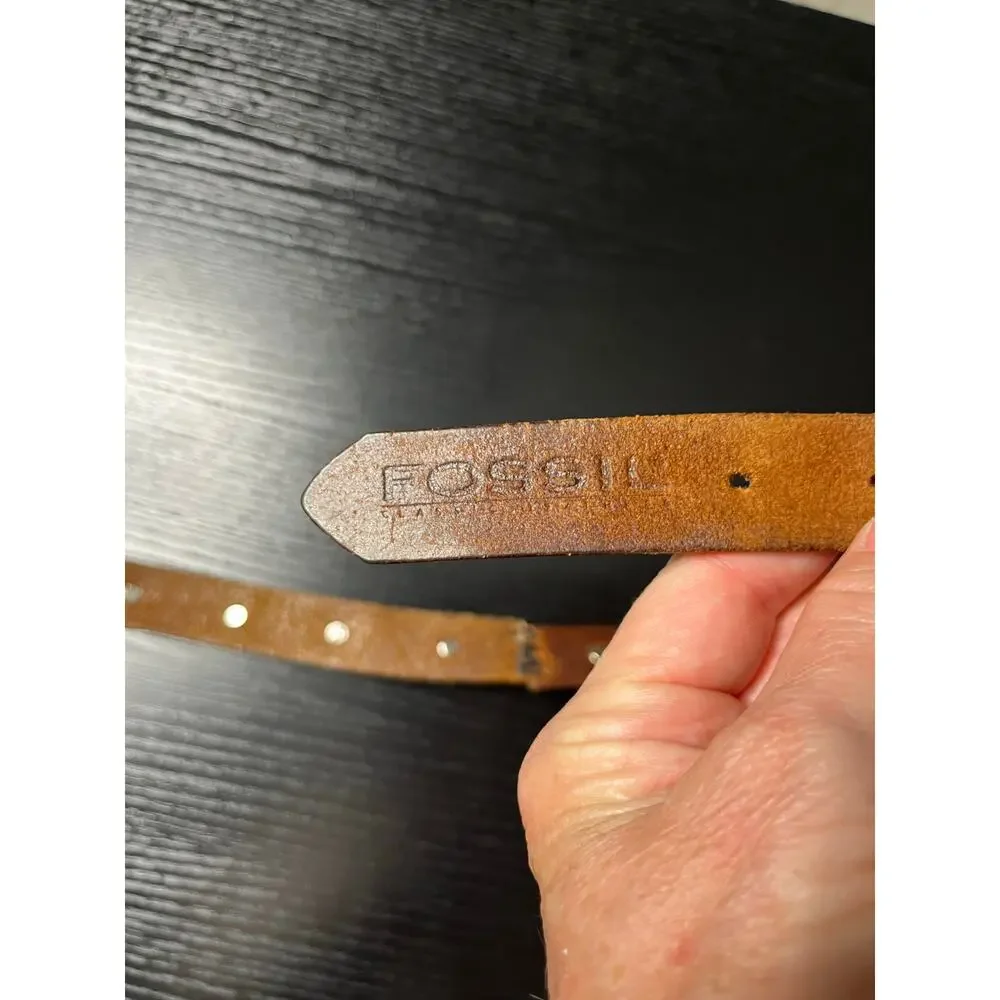Vintage Y2K Fossil Western/Boho Style Leather Concho Belt